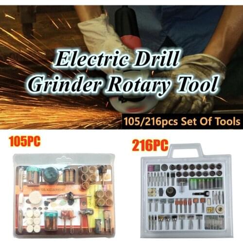 105/216pcs Mini Grinder Electric Drill Bit Kits Set Of Tools Glass Grinding Polishing Tool Accessories For Auto Hand Tools