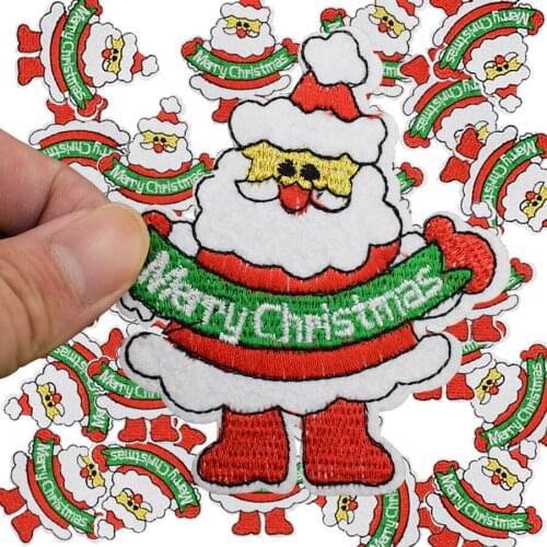 Diy father christmas patches for clothing iron embroidered patch applique iron on patches sewing accessories badge stickers
