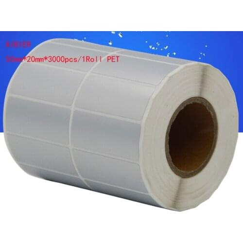New AIBIER 50x20 waterproof pet label paper matte silver bar code paper matte silver label paper 50X20mm* 3000pcs/1Roll