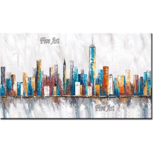 New Arrival Abstract City Building Oil Painting Unframed Hand-painted Living Room Decor Abstract Canvas Wall Art Paintings