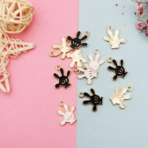 20 BULK Kawaii Glove Charm for Craft Supply Character Animals Mouse Hand Pendants Flatback Cabochon Hand Charm Glove JK38AV