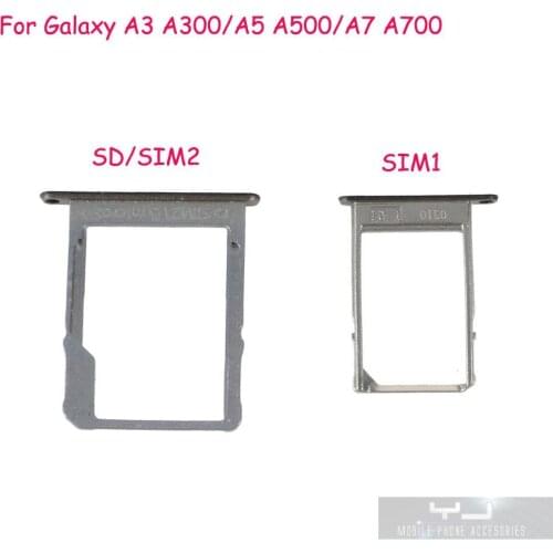 OEM For Galaxy A3 A300 / A5 A500 / A7 A700 Sim card Tray + Micro SD Card Tray Holder - Black White Gold