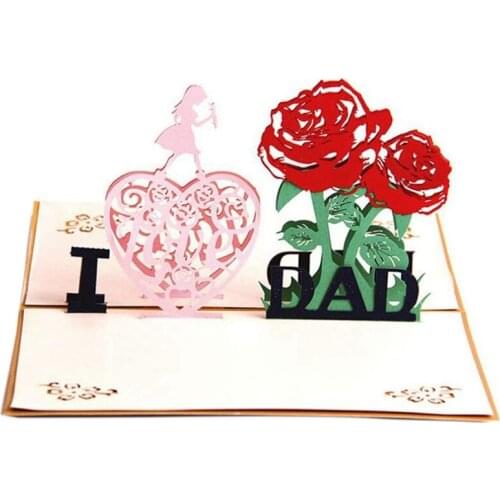 Fathers Day Postcard 3D Creative Handmade Hollow Paper Sculpture Greeting Card Suitable for FatherS Blessing Postcard