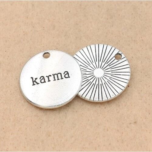 KJjewel Tibetan Silver Plated Karma Charms Pendants fit Bracelet Necklace Jewelry Making Accessories DIY 20x20mm