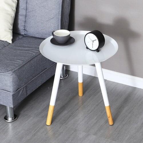 Simple white iron side table creative living room sofa side bedside table hotel home decor small coffee table