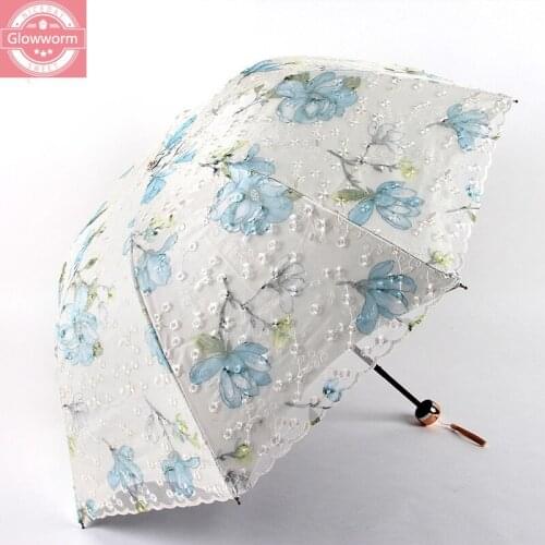 Three fold clear umbrella double lace embroidered umbrella umbrella umbrella umbrella umbrella umbrella sunshade gift umbrella