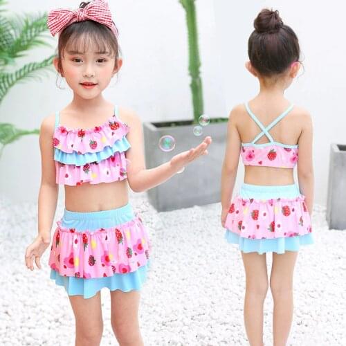 Girls Split Bikini 2020 Two Pieces Baby Girls Bathing Suits Girl Swimsuit Children Bikini Set Kids Swimwear Costumes With Skirt