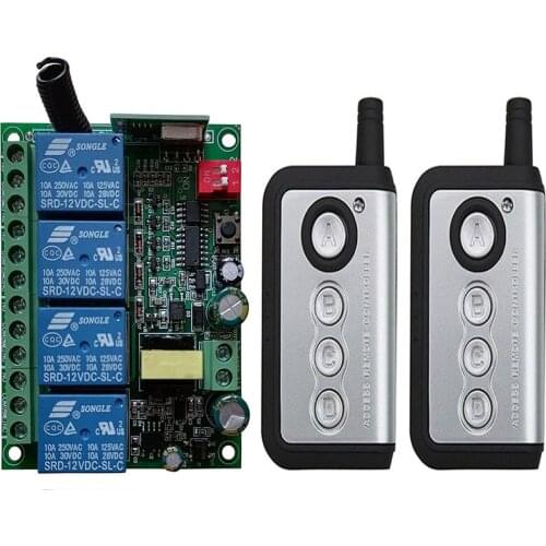 AC110V 220V 230V 4CH 4 CH 10A Relay RF Wireless Remote Control Switch Wireless Light Switch Receiver+Transmitter Garage Doors