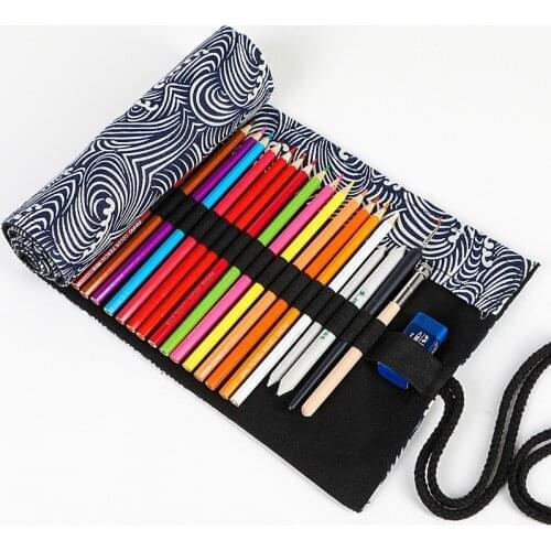 Roll School Pencil Case for Girls Boys Penal Pencilcase Large 12/24/36/48/72 Pen Bag Canvas Penalties Pouch Stationery Pouch Kit