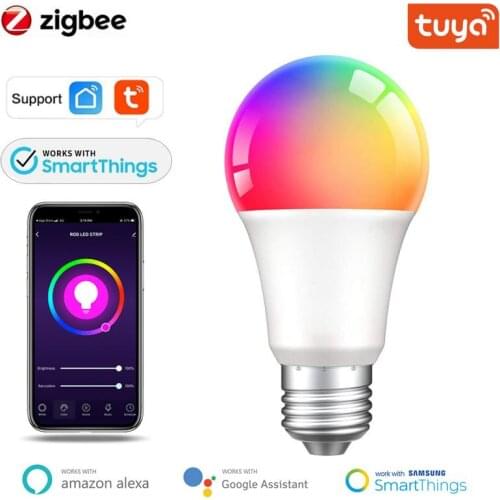 Zigbee3.0 Smart Light Bulb Tuya Bulb RGBCW 9W Color Changing LED Light E27 110V 220V Smart Life APP Compatible Alexa Google Home