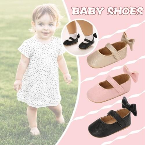 #VW Toddler Baby Girls Solid Princess Shoes Bowknot Non-Slip First Walking Shoes Children Leather Soft Sole Shoes