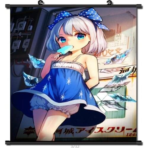 Japanese Anime TouHou Project the Embodiment of Scarlet Devil Cirno Home Decor Wall Scroll Poster Decorative Picture