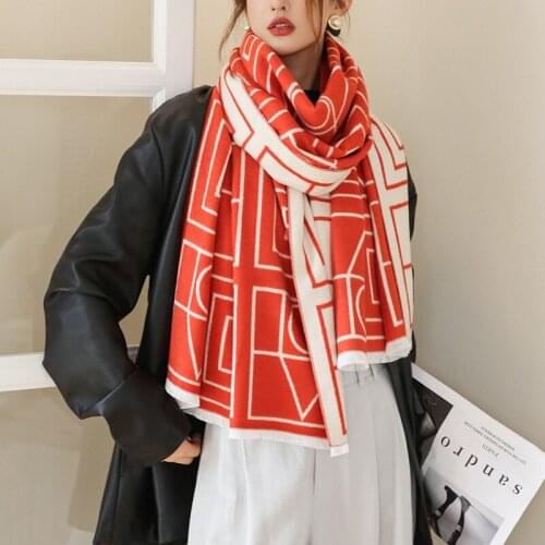 Luxury Winter Cashmere Scarf Lady Design Warm Pashmina Blanket Plaid Scarves Women Shawl Female Decoration Thick Foulard Bandana