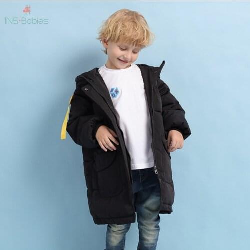 Baby Boys clothes winter Jacket with hooded Cotton Soft coats black Long Sleeve Snow Jacket For boy 1-8y Children Winter Coat