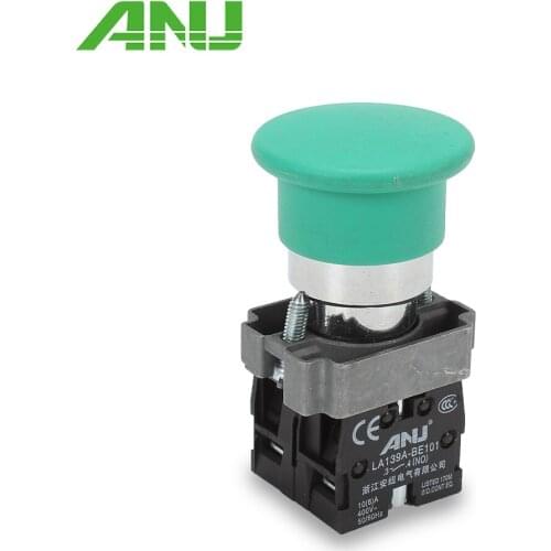 1PCS 22mm Mushroom Head Momentary Push Button Switch Spring Return 1NO1NC Control Electrical Starter Red Green