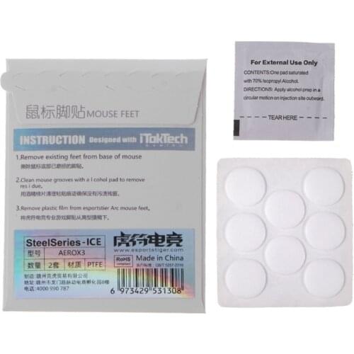 1 Pack Esports Tiger Gaming ICE Version Mouse Skates Mouse Feet for Steel Series AEROX3 Mouse White Glides Curve Edge