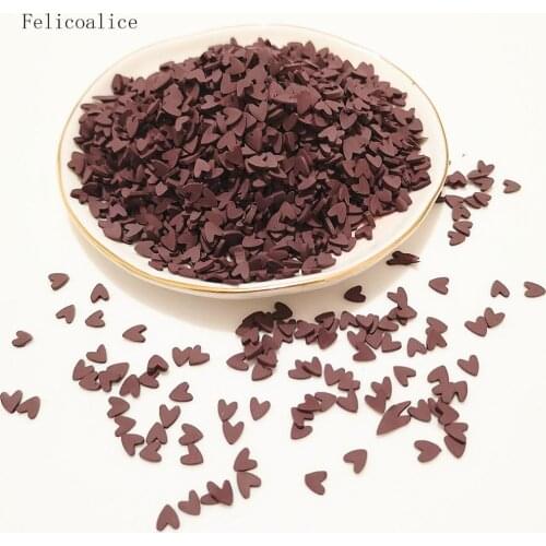 100g Chocolate Brown Heart Clay Beads Decoration Crafts Flatback Cartoon Scrapbook Phone Embellishments Diy Jewelry Accessories