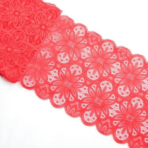 10Yds High Quality Red Black White Blue Elastic Stretch Lace Trim Sewing Dress Garment Accessories 18cm Wide