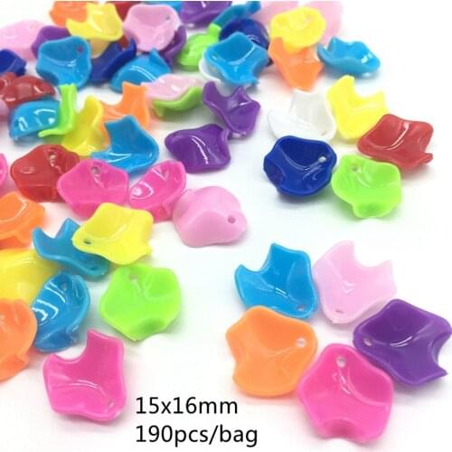 15x16mm Acrylic multi Solid color Flower Petals Shape Beads Peony DIY Beads For Jewelry Making Handmade 190pcs/bag Meideheng