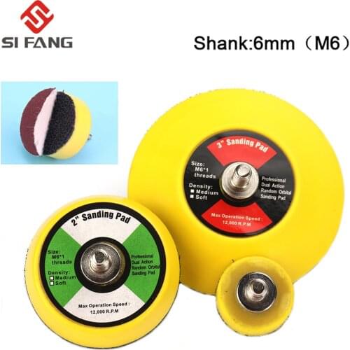 25/50/75mm Back-up Sanding Pad 6mm Shank Hook and Loop Sanding Discs M6 Thread for Electric Grinder Abrasive Tools Polishing