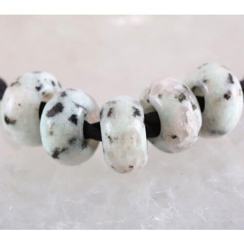 5Pcs Big Hole Beads Natural Tianshan Blue Stone 14mm Spacer Bead for Men Women DIY Jewelry Making Earring Ring Gem Bead K1018