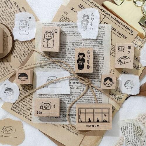 8pcs/lot Autumn series stamp DIY wooden rubber stamps stationery scrapbooking standard stamp