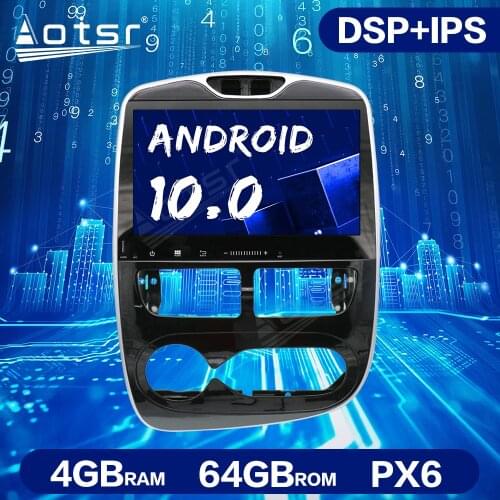 Android 10.0 PX6 64GB Car GPS Navigation Unit For Renault Clio 2013-2018 Stereo Head Unit Multimedia Player Radio Tape Recorder
