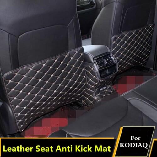 For SKODA KODIAQ 2016 2017 2018 Car PU Leather Seat anti kick mat pad Armrest box anti Dirty mat seat back Protection pad Cover