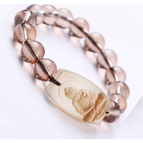 Buddha Pattern Beads Natural Crystal Bracelets Healing Bracelet Crystal For Women Men Lucky Carved Bangle Jewelry Gifts