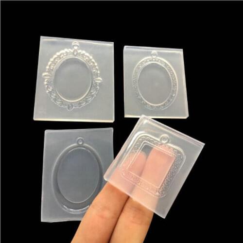 Gem Cabochon Tray Resin Mold Diy Jewelry Accessories Tools Dried Flower Crystal Pendant Silicone Molds