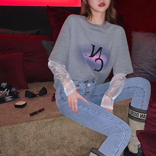 Fake two long sleeved T-shirts womens 2021 autumn new foreign style top