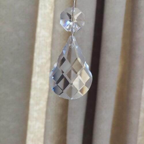 Hot selling 10sets crystal garland 38mm pendant glass With 14mm octagon beads butterfly buckles strands for home/wedding decor