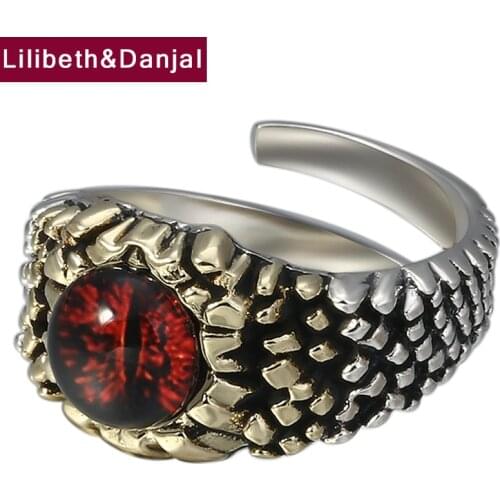 Men Ring 100% Real 925 Sterling Silver Demon Eye Inlaid natural stones Adjustable Ring jewelry anillos plata 925 para mujer R03