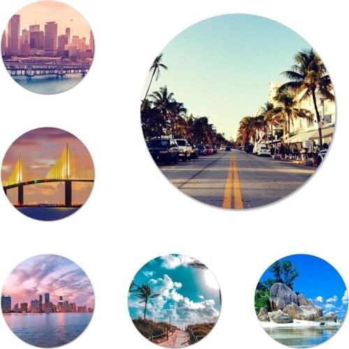 Beautiful scenery of Florida Badge Brooch Pin Accessories For Clothes Backpack Decoration gift 58mm