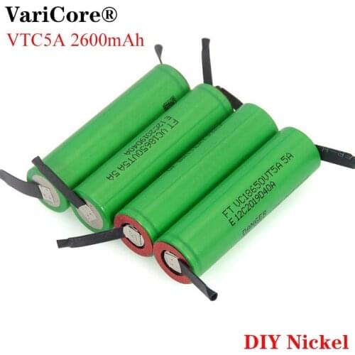 VariCore VTC5A 2600mAh 18650 Lithium Battery 30A Discharge VC18650VTC5 batteries + DIY Nickel Sheets