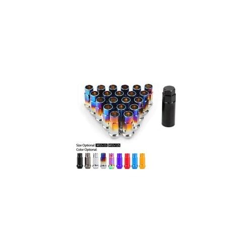 M12x1.25 M12x1.5 20PCS Racing Car Modification R40 Tire Nut Wheel Nut Chrome Titanium Coating Anti Theft Lug Nuts Lock Set