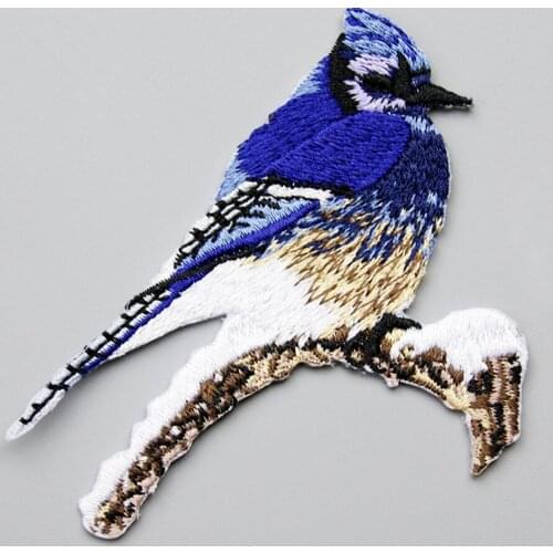Maxsin 1PC Blue Color Snow Bird Embroidered Patches Iron on for Clothes Applique Diy Accessory Suppliers Sticker Quality Patch