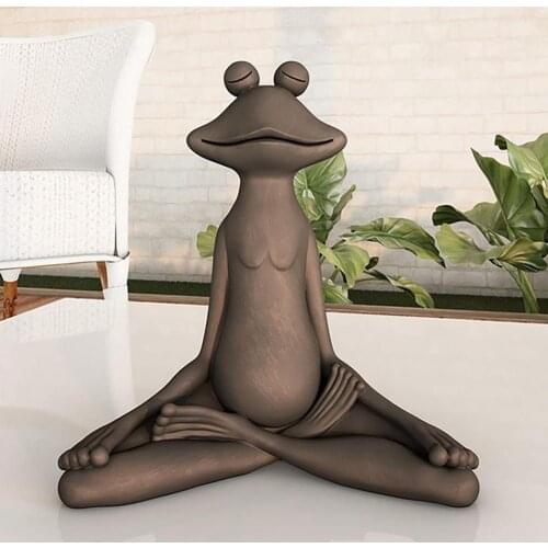 Frog Meditating Zen Garden Yoga Figurine Poly Resin Office Yard Decoration Ornament Home Memorial Decor Meditation Decor