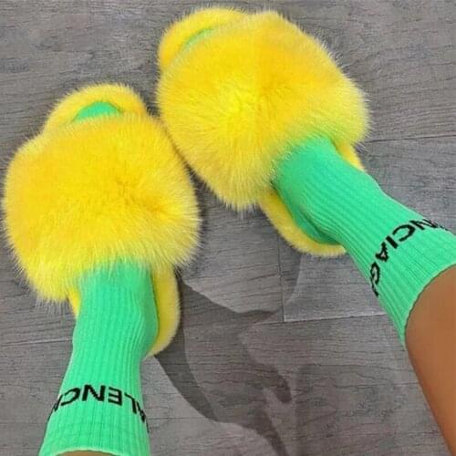 Fur Slippers Women Fluffy Plush Flip Flops Indoor Soft Lady Home Shoes Fashion Winter Slides Casual Home Sandal Sweet Warm Shoes