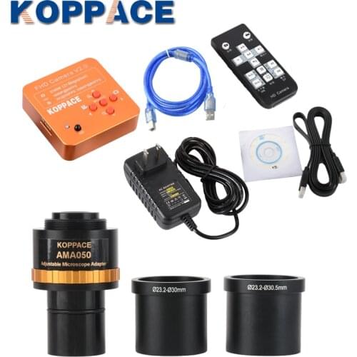 KOPPCE 21MP HDMI Microscope Camera 0.5X Adjustable Focus Electronic Eyepiece 23.2mm to 30mm and 30.5mm Adapter