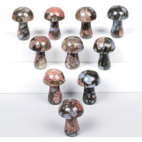 Mini Mushroom Statue Natural llanite Carved Decor Quartz Hand Polished Healing Crystal Stone Reiki Trinket Gift Room Ornament