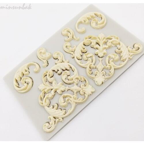 Minsunbak European Classic Embossed Silicone Mold Shocking Fondant Cake Border Decoration Tool DIY Baking Tool