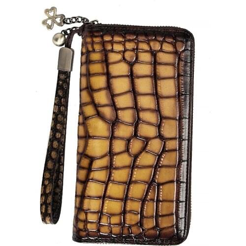 Fashion Genuine Leather Men Zipper Wallet Phone Clutch 36 Card Holder Women Purse Cowhide Long Wallets With Hand Strap Money Bag