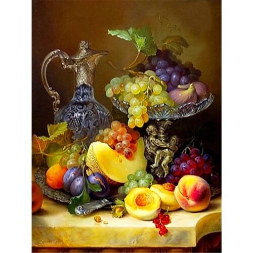 Fruit Landscape DIY Embroidery Cross Stitch 11CT Kits Needlework Craft Set Printed Canvas Cotton Thread Home Decoration Sale