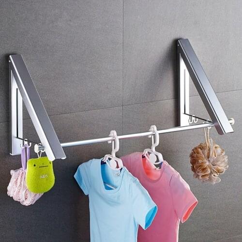 Wall Mounted Retractable Clothes Drying Rack Folding Collapsible Triangular Cloth Storage Laundry Room Indoor Outdoor Hang Rod