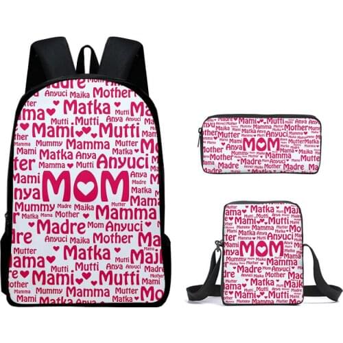 2021 New 3pcs/Set Backpack Mothers Day Fashion Backpack Shoulder Bags 3D Print Hip hop School Bag Mochilas Student Backpack