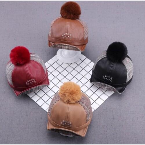 2020 New Fashion Children Hats Baby Kids Girl Solid Caps Hair Ball Thick Baby Boys Girls Hat