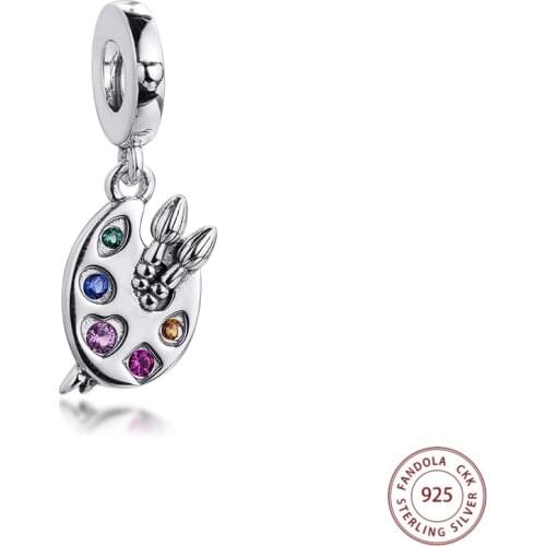 Fits Pandora Bracelet 925 Sterling Silver Artists Palette Dangle Charms Beads Women DIY Jewelry Making Kralen 2021 Spring New