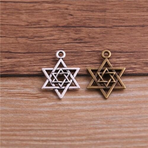 20PCS 16*22mm Fashion Vintage Metal Zinc Alloy Pentagram Charms Star Pendant For DIY Jewelry Making