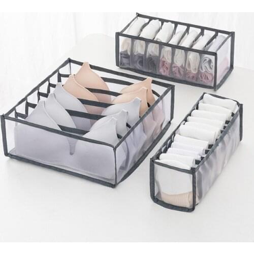 Bra Underwear Organizer Storage Box Drawer Closet Organizers Boxes Underwear Scarfs Socks Bra Necktie Drawer Divider 6/7/11 grid